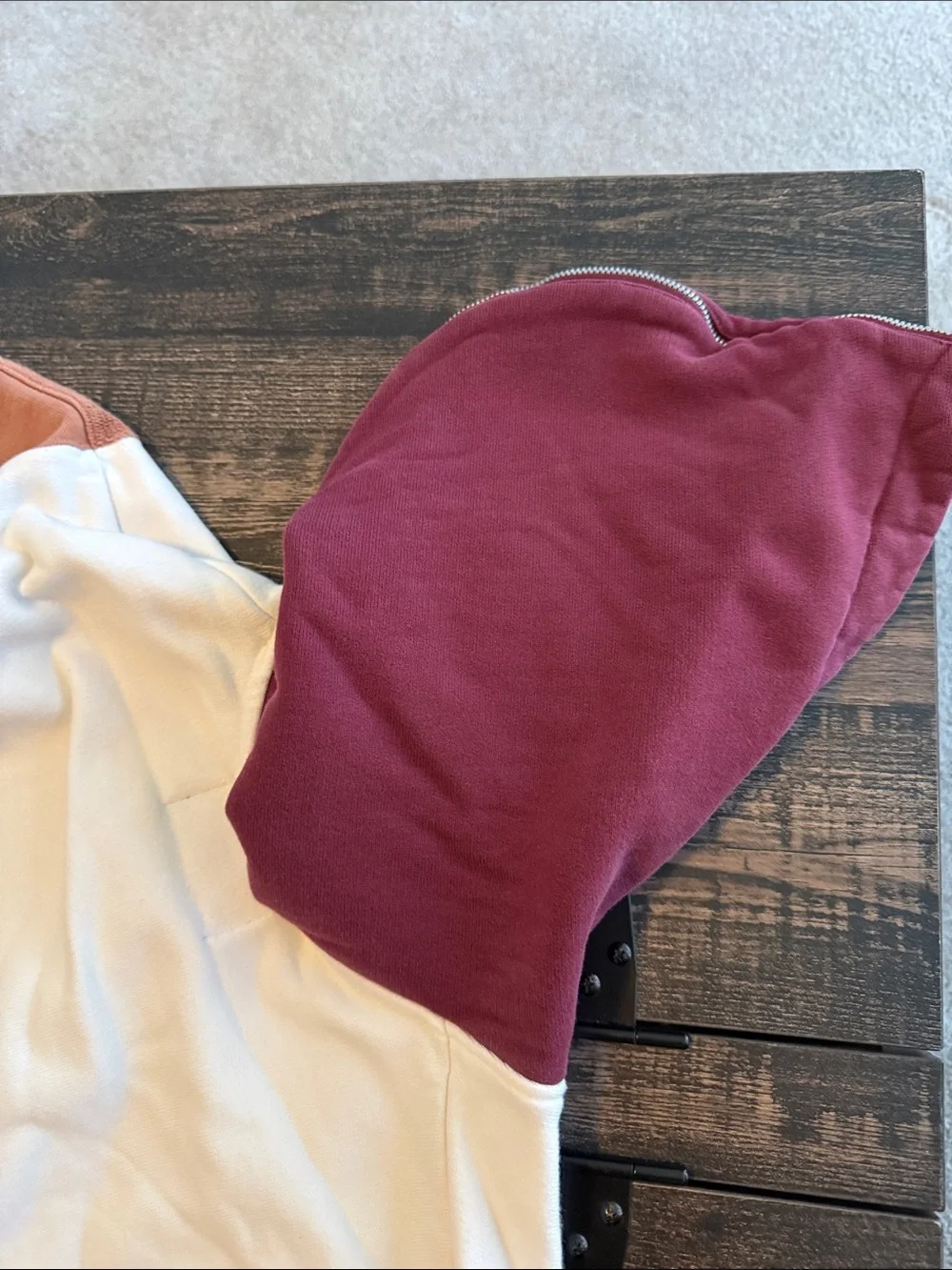 Unique Men’s size small Jordan Colorblock Hoodie in Burgundy, Cream & Rust